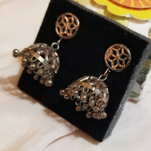 ANTIQUE belly dancer KUCHI sterling silver earrings - Picture 3 of 6